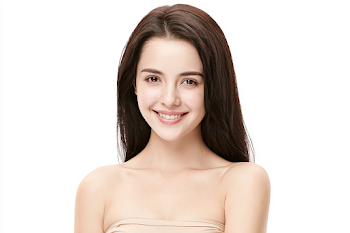 Smiling Young Woman Portrait in Minimalist Studio Setting