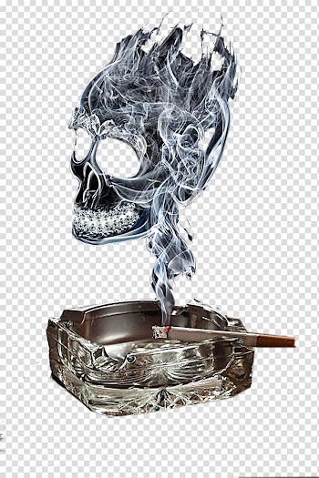 Smoke Smoking Skull, Grey smoke formed skull transparent background PNG clipart