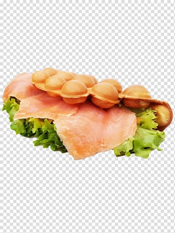 Smoked salmon Ham and cheese sandwich Egg waffle, waffle transparent background PNG clipart