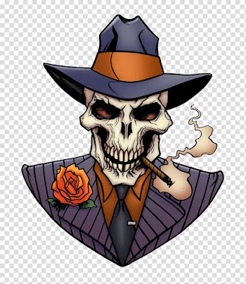 Smoking human skull in purple blazer and hat , file formats Display resolution, Gangster transparent background PNG clipart