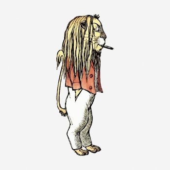Smoking lion clipart, vintage cartoon | Free Photo - rawpixel