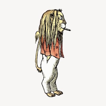 Smoking lion clipart, vintage cartoon | Free Vector - rawpixel