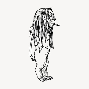 Smoking lion clipart, vintage cartoon | Free Vector - rawpixel