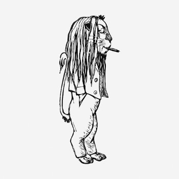 Smoking lion drawing, vintage cartoon | Free Photo - rawpixel