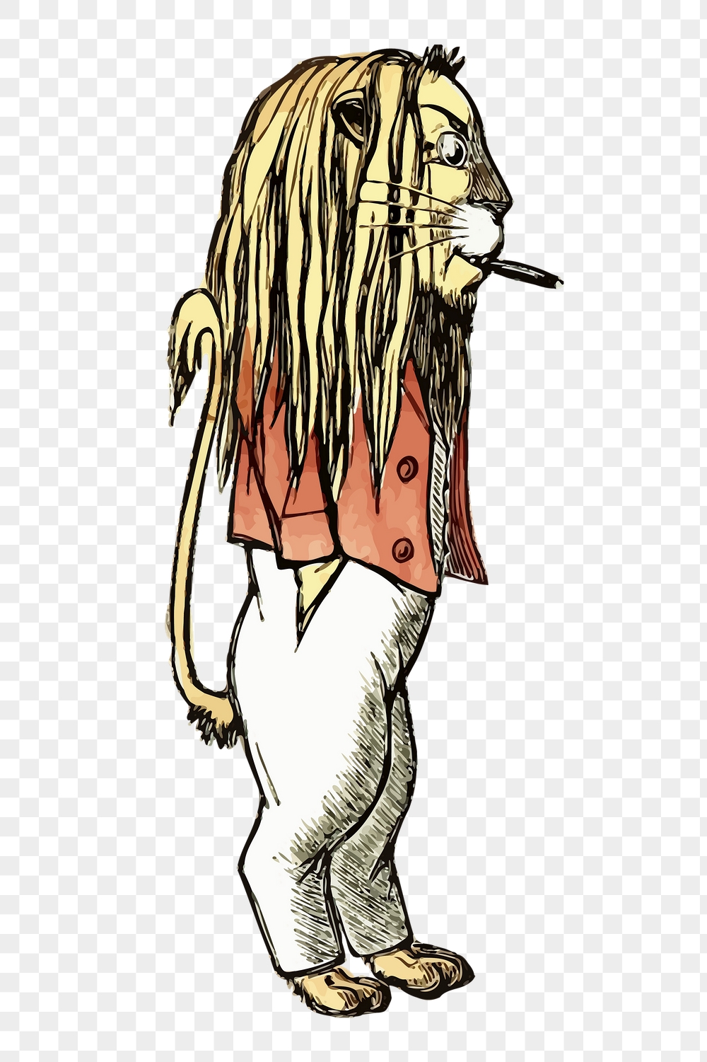Smoking lion png sticker, vintage | Free PNG - rawpixel