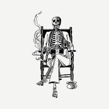Smoking skeleton drawing, vintage illustration | Free PSD - rawpixel