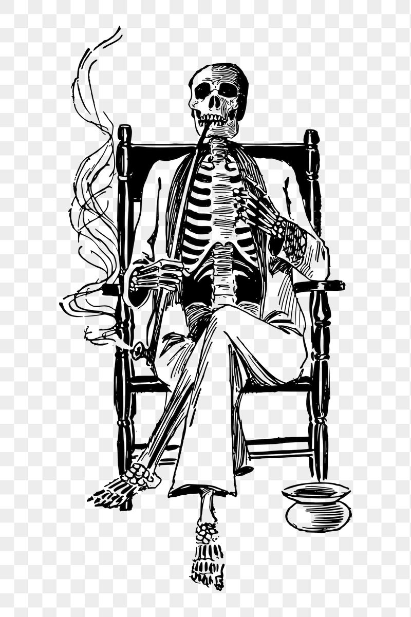 Smoking skeleton png sticker, vintage | Free PNG - rawpixel