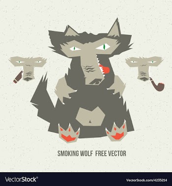  					Smoking wolf vector image														