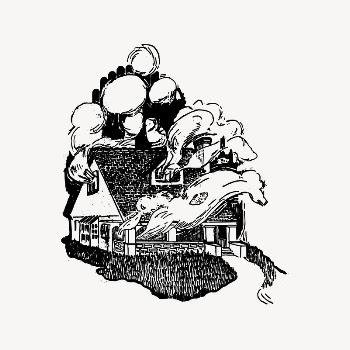 Smoky house collage element, drawing | Free Vector Illustration - rawpixel