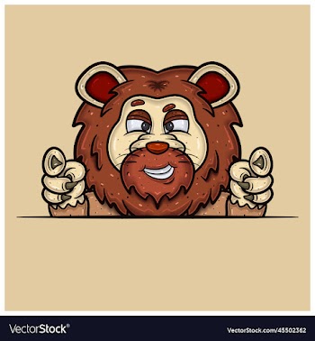 smug face expression with lion cartoon