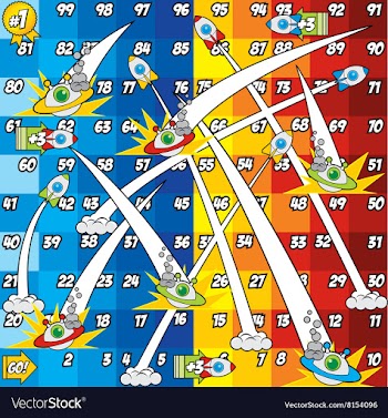 Snake and Ladder Game Rocket and UFO version vector image