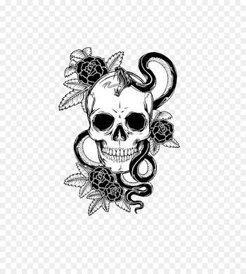 Snake Calavera T-shirt Skull Tattoo - Skull Flower 