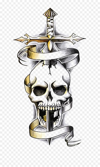 Snake  Dragon Human skull symbolism Tattoo Drawing - Vector skeleton 