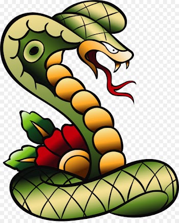 Snake Old school (tattoo) Flash Sleeve tattoo - Vector painted green snake 