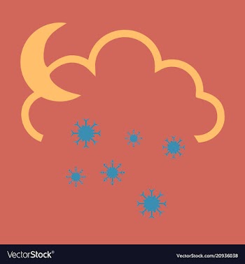 Snow cloud and month simple flat symbol icon with vector image