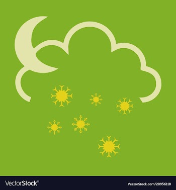 Snow cloud and month simple flat symbol icon with vector image
