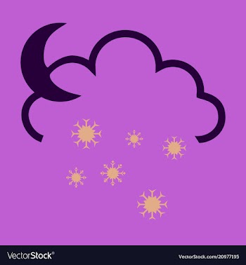 Snow cloud and month simple flat symbol icon with vector image