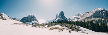 Snow Covered Mountain and Ground