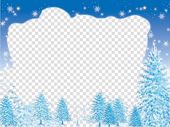 Snow-covered pine trees and snowflakes border, Frames Winter Desktop , For Free Winter In High Resolution transparent background PNG clipart