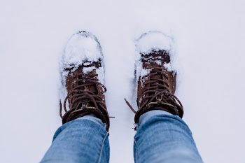Snow covered shoes