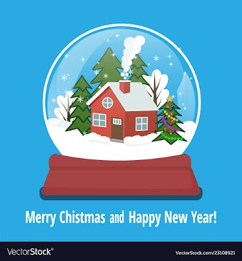Snow globe with gingerbread house and snowflakes vector image