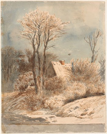 Snow landscape with house between trees | Free Photo - rawpixel