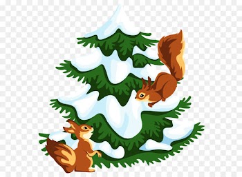 Snow Tree Clip art - Transparent Snowy Tree with Squirrels PNG Clipart 