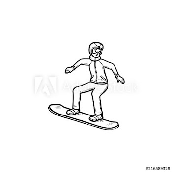 Snowboarder hand drawn outline doodle icon