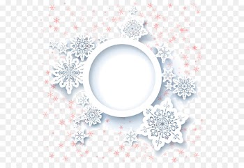 Snowflake Download - White three-dimensional snowflake round frame 