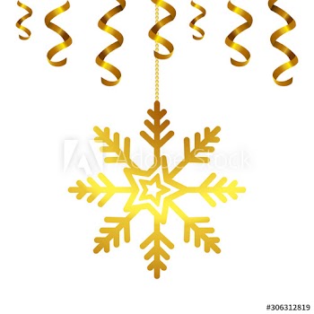 snowflake golden of christmas hanging design