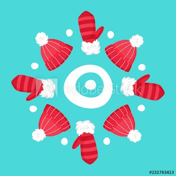 Snowflake made of a hat and mitten