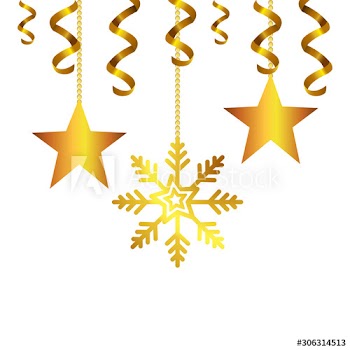 snowflake with stars golden of christmas hanging design