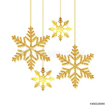 snowflakes golden of christmas hanging design