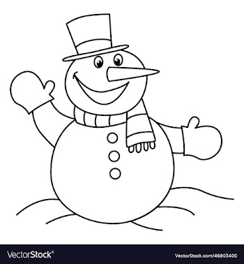 snowman cartoon coloring page for kids