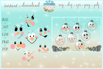 Snowman Face Bundle SVG Dxf Eps Png PDF Files for Cricut