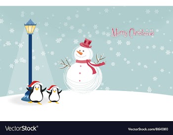 Snowman with penguins vector image