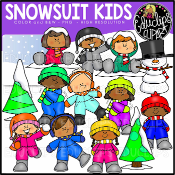 Snowsuit Kids Clip Art Set - Welcome to Educlips Store