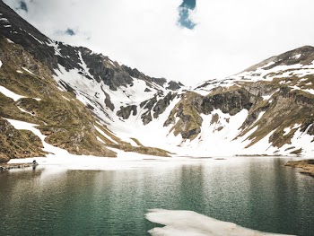 Snowy Mountain and Body of Water