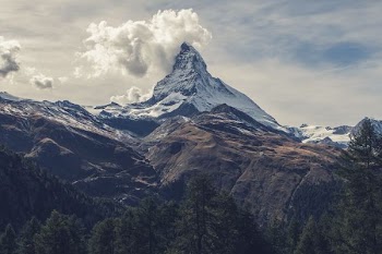 snowy mountains and cloud