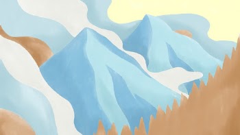 Snowy mountains desktop wallpaper watercolor | Free PSD - rawpixel