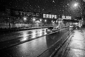 Snowy Underpass Black And White