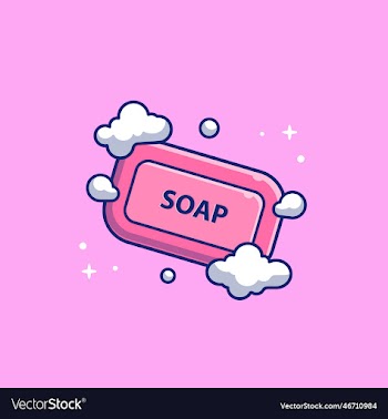 soap bar with foam cartoon