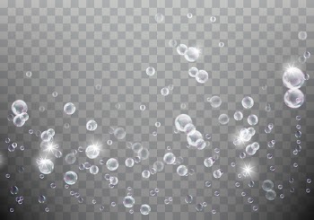 Soap bubble blower, realistic rainbow air bubbles Free Vector
