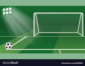 soccer ball in front of the goalpost