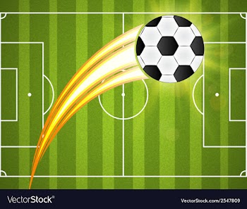 Soccer ball on green background poster design with vector image