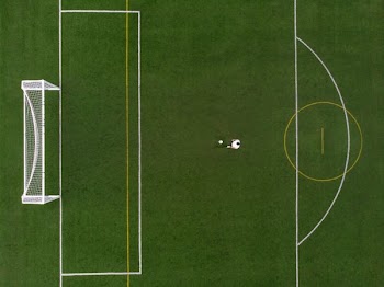 Soccer Player In Penalty Position Drone View