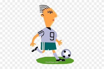 Soccer Player Royalty Free Vector Clip Art Illustration - Cartoon Soccer Player Kicking Ball