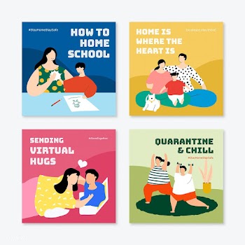 Social distancing during coronavirus outbreak template set vector  | Free  vector - 2309505