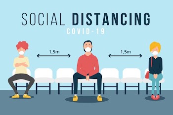 Social distancing illustration Free Vector