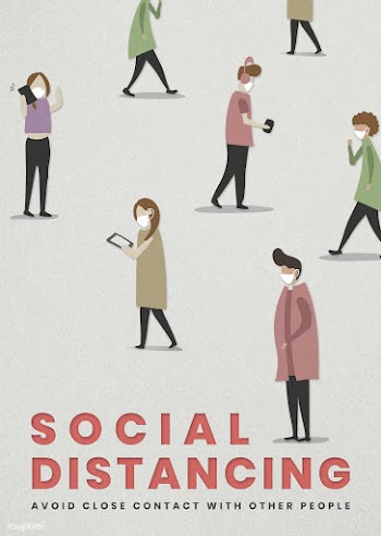 Social distancing in public area social template mockup | Free  illustration - 2313858